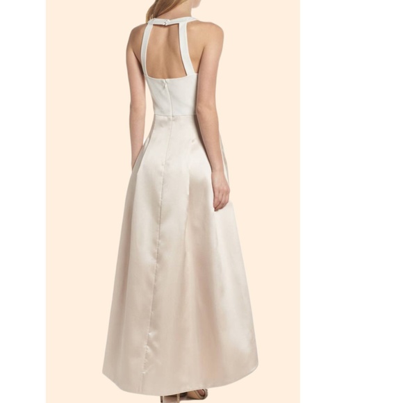 NEW ELIZA J Asymmetrical CHAMPAGNE Two Tone CREPE & MIKADO High Low DRESS GOWN 4 - Picture 13 of 13